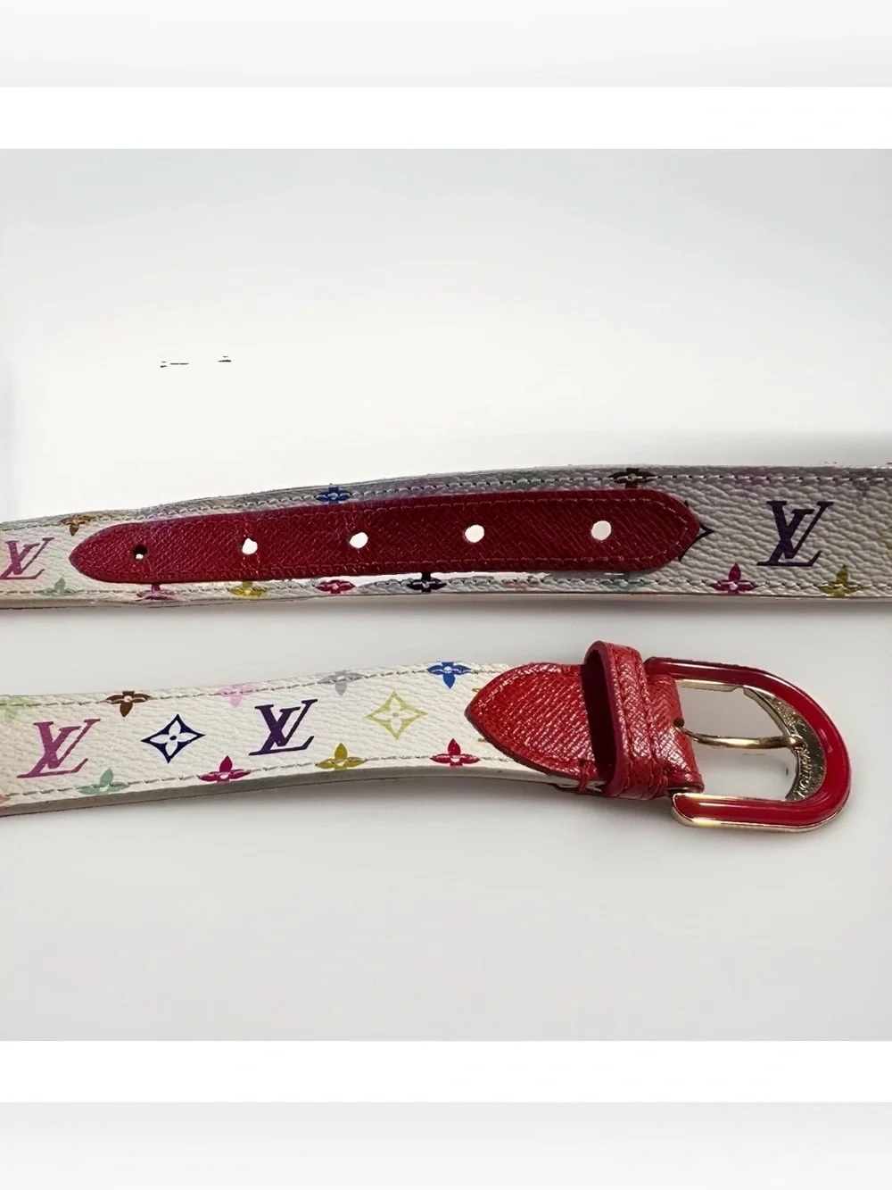 Louis Vuitton Authentic  Monogram Blanc Ceinture Candy Leather Belt 36/90